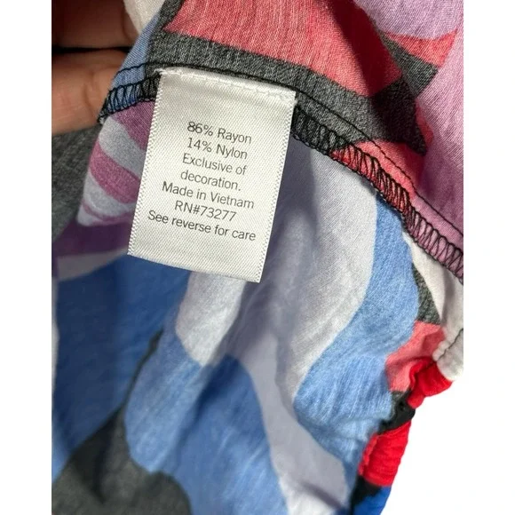 Nine West Womens XXL Abstract Print Off The Shoulder Balloon Sleeve Blouse Pink - Picture 5 of 5